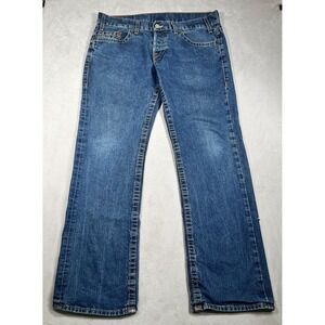 Y2K True Religion Logan Denim Jeans Straight Blue Men's 38x34 USA Button Fly